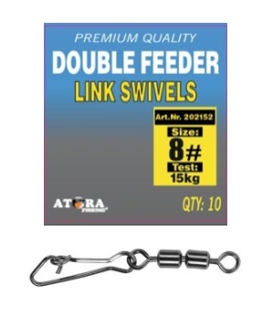 Suktukas su karabinu ATORA Double Feeder Link Swivel